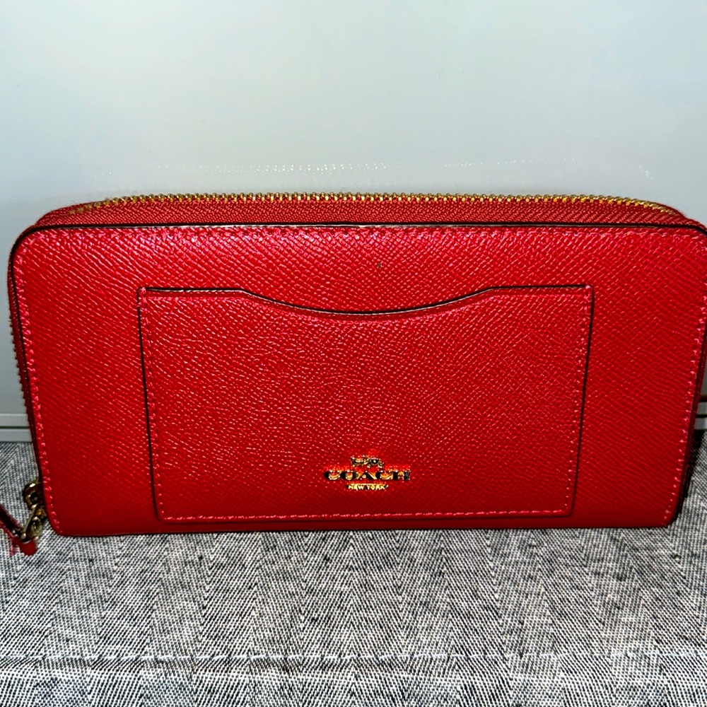 Coach zippered wallet Red! Like new!